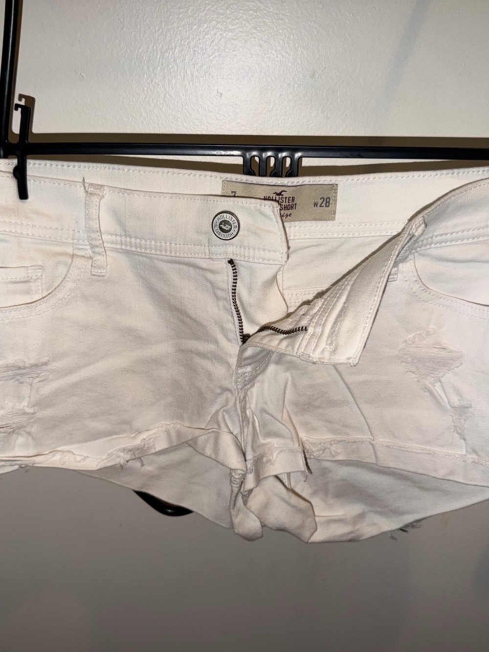 Hollister Women's Pale Pink Distressed Denim Shorts